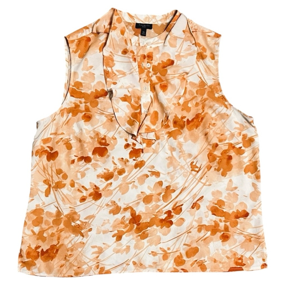 Talbots Womens Tank Top 16P Floral Sleeveless Button Up Blouse